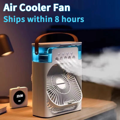 Ventilateur, Humidificateur & Veilleuse LED pour Maison et Bureau | Mini Climatiseur Portable 3-en-1